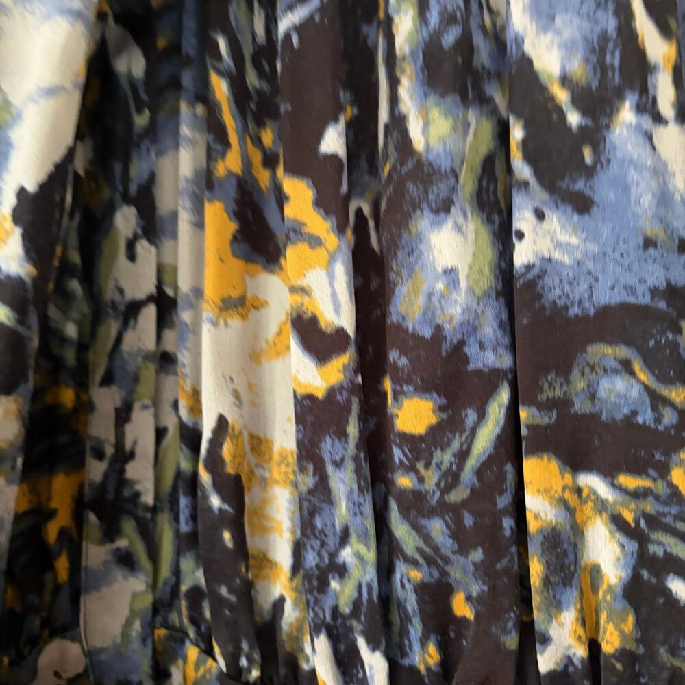Rachel Zoe Arielle silk shirt dress blue "multi oil paint" print Size 10 - Picture 3 of 10